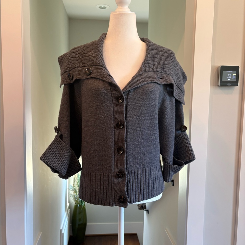 Banana Republic Charcoal Button-Up Cardigan